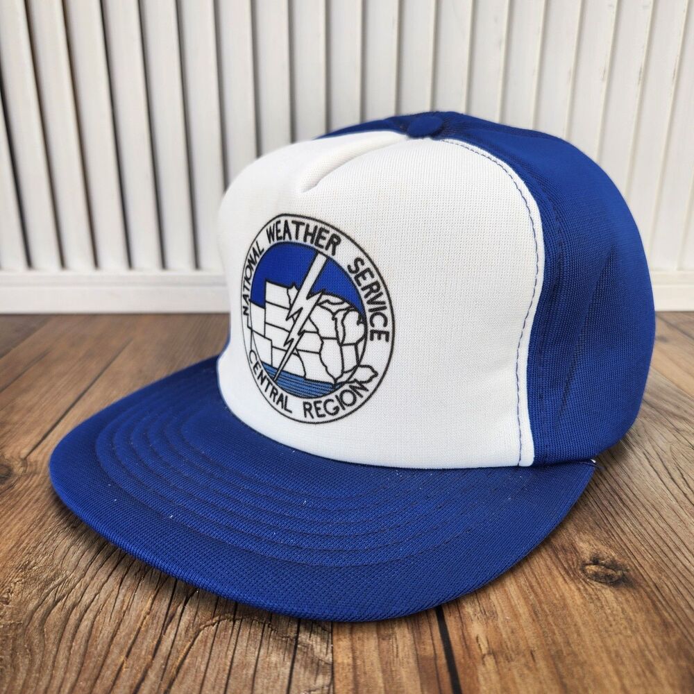 VTG National Weather Service Central Branch Snapback Hat Blue White Young An Cap